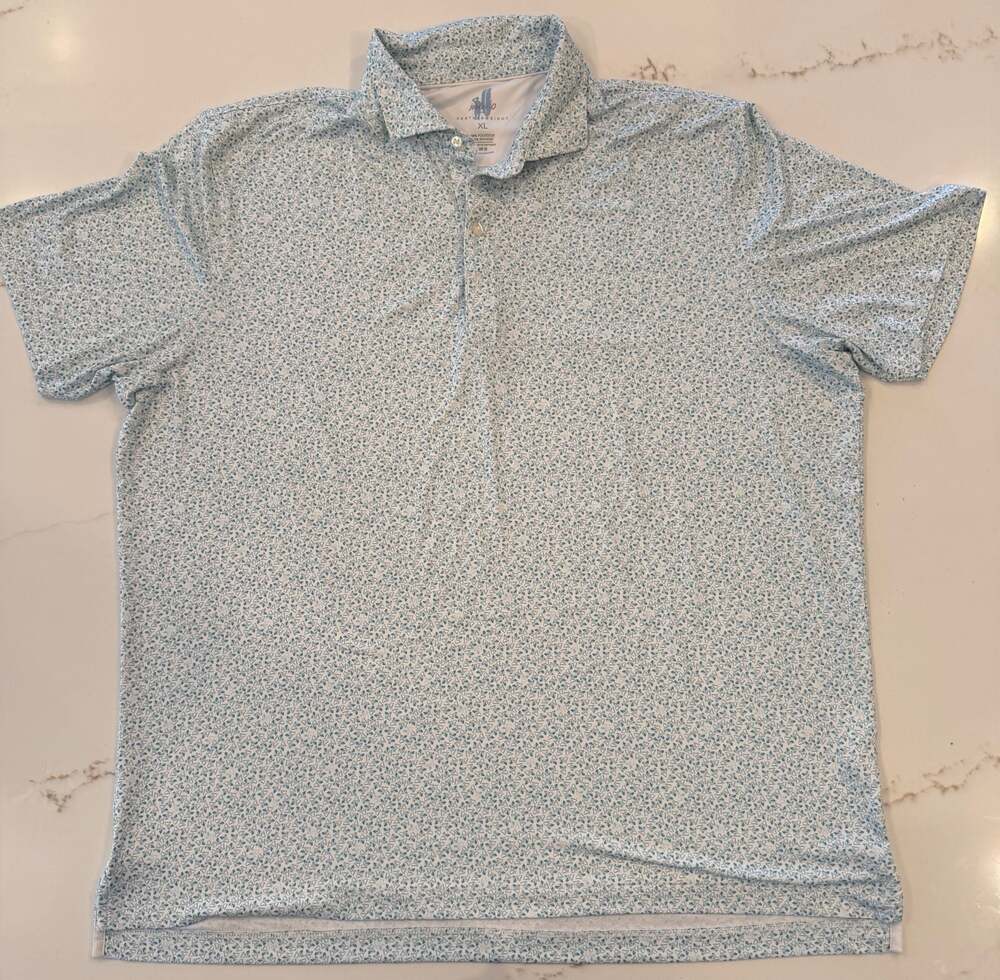 johnnie-O Featherweight Men's Performance Polo Shirt with All-Over Pelican Print
